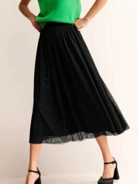 Black Mesh Skirt Knee Length NWT